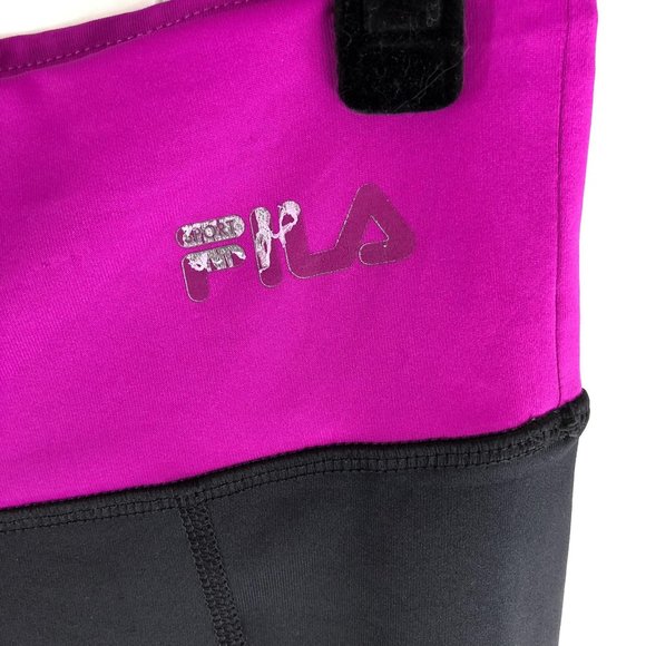 Fila Women's Performance Running Capri Pants Drawstring Waist Purple Black S - Picture 2 of 6